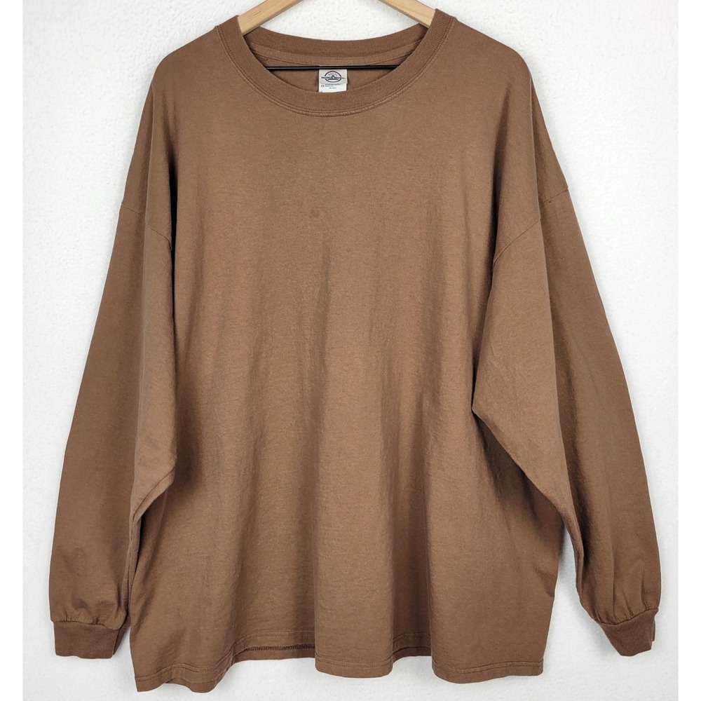 Vintage 90s Delta Magnum Weight Mens 3XL Shirt‎ Brown Cotton Crewneck USA